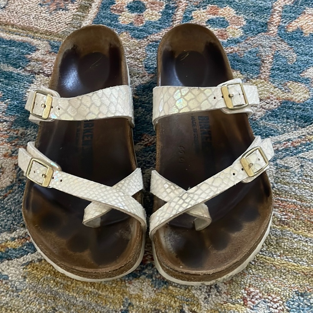 COPY - White iridescent snake print Birkenstocks, size 36 (approx 6/6.5)